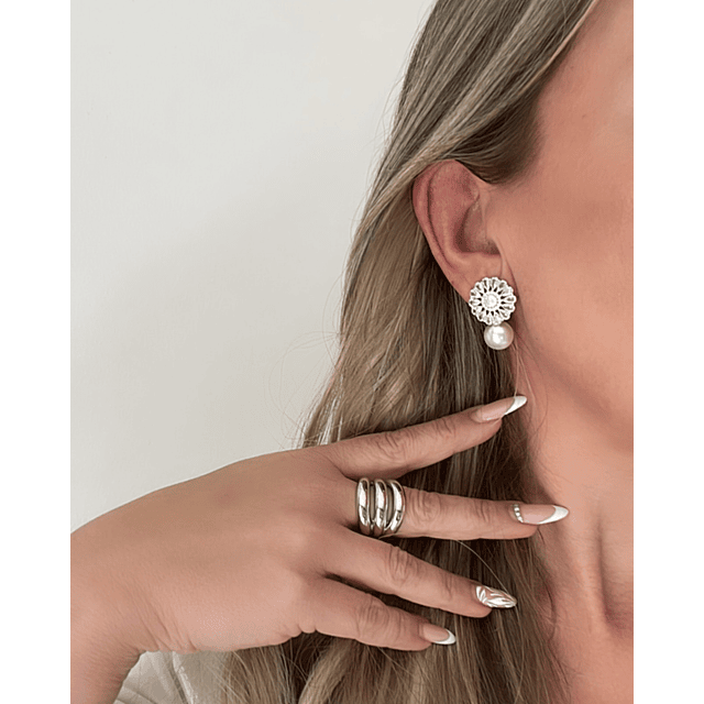 Aros Praga Perla y Circones Silver 
