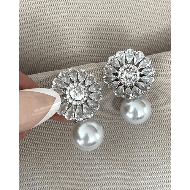 Aros Praga Perla y Circones Silver 