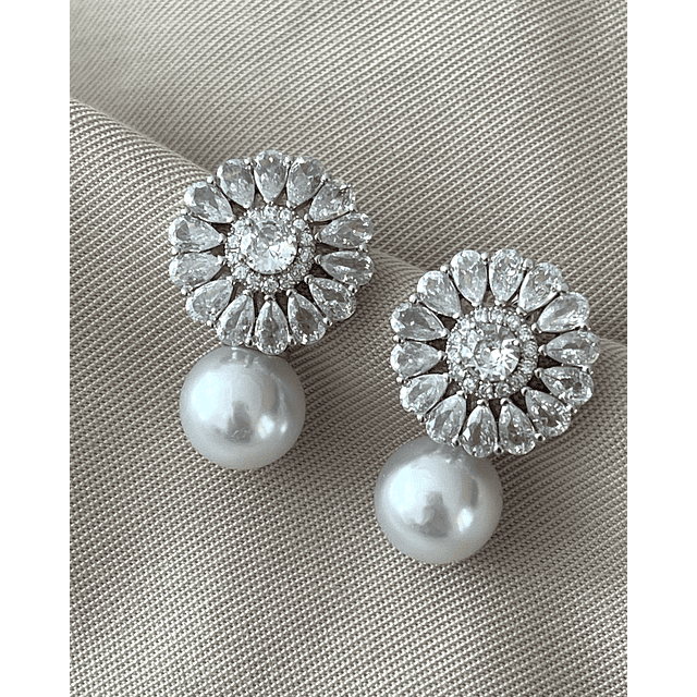 Aros Praga Perla y Circones Silver 