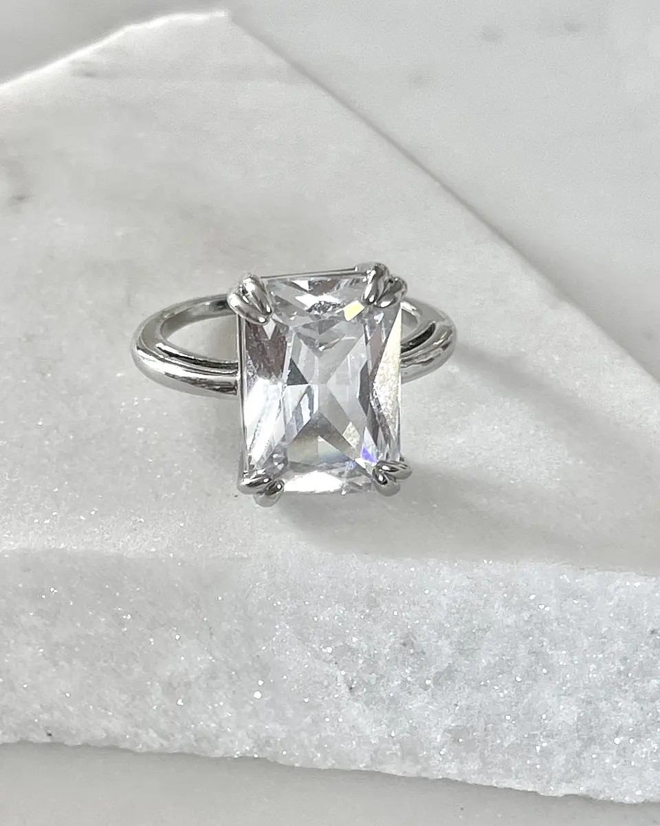 Anillo Maxi Circon Solitario Silver 2