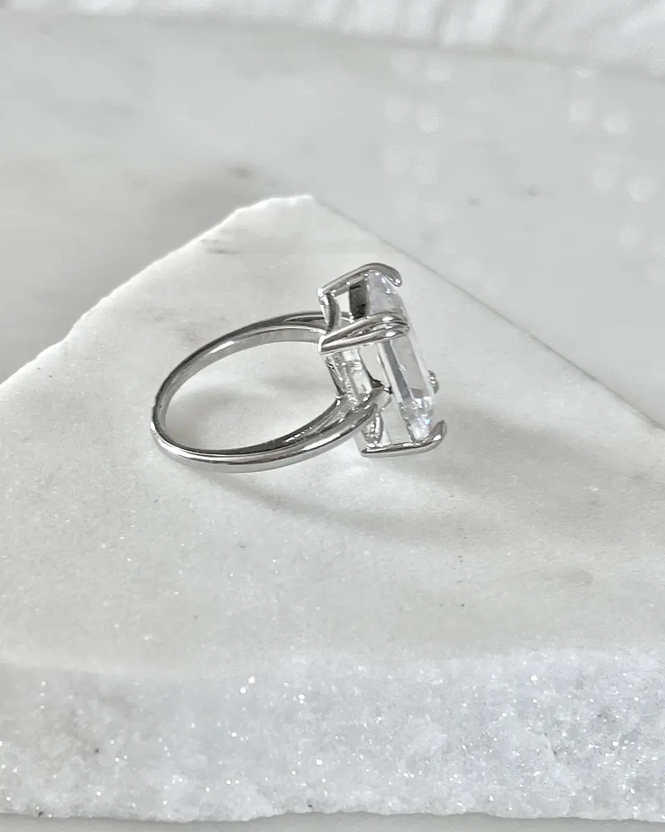 Anillo Maxi Circon Solitario Silver 4