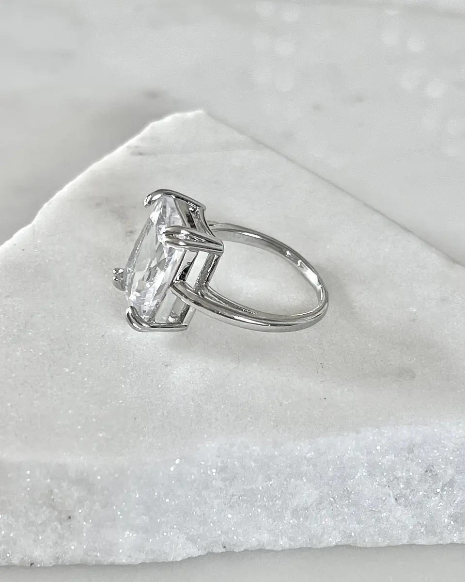 Anillo Maxi Circon Solitario Silver 5