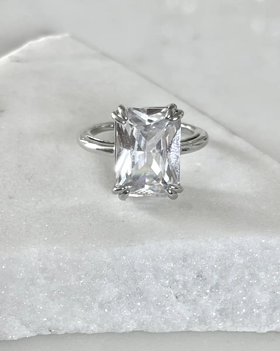 Anillo Maxi Circon Solitario Silver 6