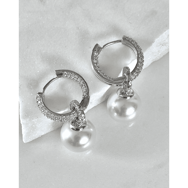 Aros Agolla y Perlas Circones Etienne Silver
