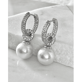 Aros Agolla y Perlas Circones Etienne Silver