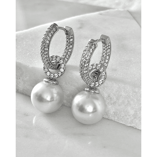 Aros Agolla y Perlas Circones Etienne Silver