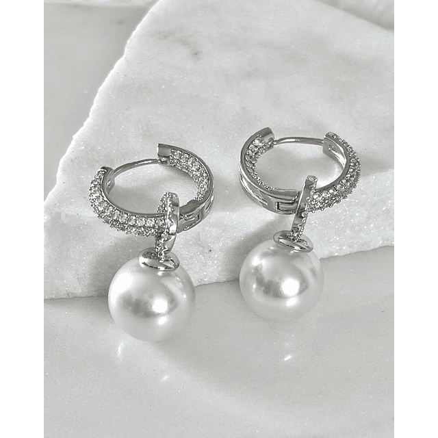 Aros Agolla y Perlas Circones Etienne Silver