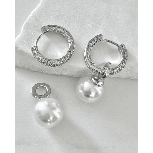 Aros Agolla y Perlas Circones Etienne Silver