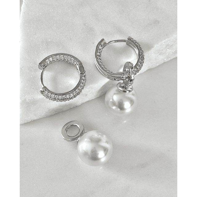 Aros Agolla y Perlas Circones Etienne Silver
