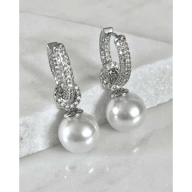 Aros Agolla y Perlas Circones Etienne Silver