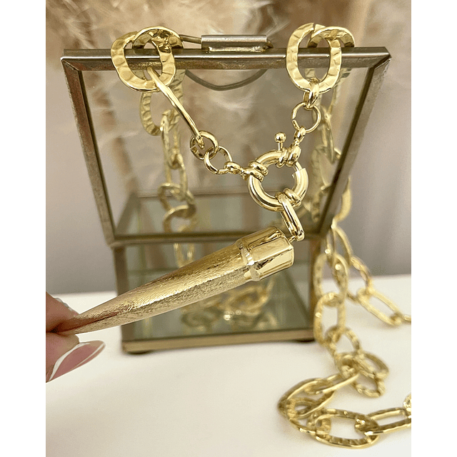 Collar XL Maxi Cacho Maxi Eslabones Martillados Gold