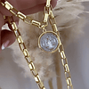 Collar Medalla San Benito Reversible Eslabones rectangulares gold