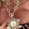 Collar XL Maxi Sol punto Luz Cristal  eslabones mixtos 