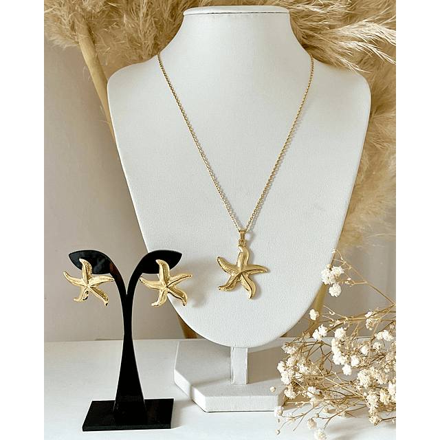 Conjunto Collar + Aros Estrella de Mar Gold