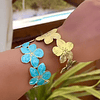 Dúo Brazaletes Flor Hawaii Turquesa Gold
