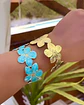 Dúo Brazaletes Flor Hawaii Turquesa Gold - Miniatura 2