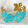 Dúo Brazaletes Flor Hawaii Turquesa Gold