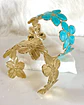 Dúo Brazaletes Flor Hawaii Turquesa Gold - Miniatura 6
