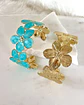 Dúo Brazaletes Flor Hawaii Turquesa Gold - Miniatura 1