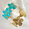 Dúo Brazaletes Flor Hawaii Turquesa Gold
