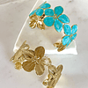 Dúo Brazaletes Flor Hawaii Turquesa Gold