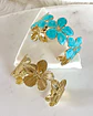 Dúo Brazaletes Flor Hawaii Turquesa Gold - Miniatura 7