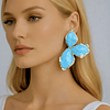 Aros Maxi Pétalos Turquesa Esmaltados Gold