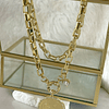 Collar Medallón Padre Nuestro Circones eslabones rectangulares macizos gold