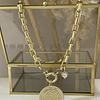 Collar Medallón Padre Nuestro Circones eslabones rectangulares macizos gold