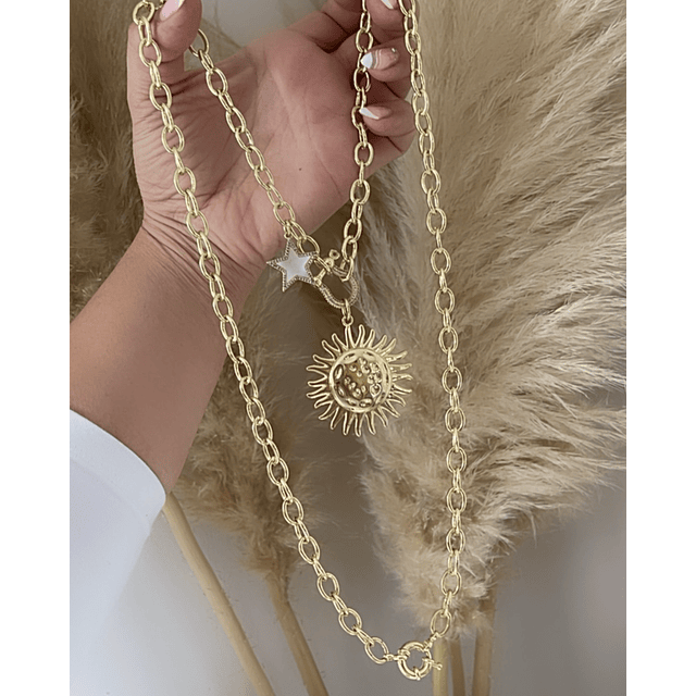 Collar XL Maxi Girasol estrella eslabones ovalados Gold