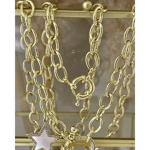 Collar XL Maxi Girasol estrella eslabones ovalados Gold