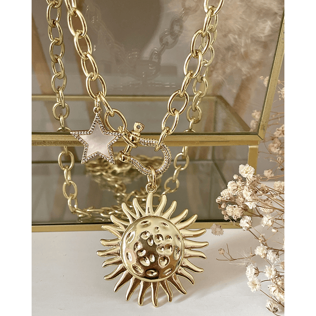 Collar XL Maxi Girasol estrella eslabones ovalados Gold