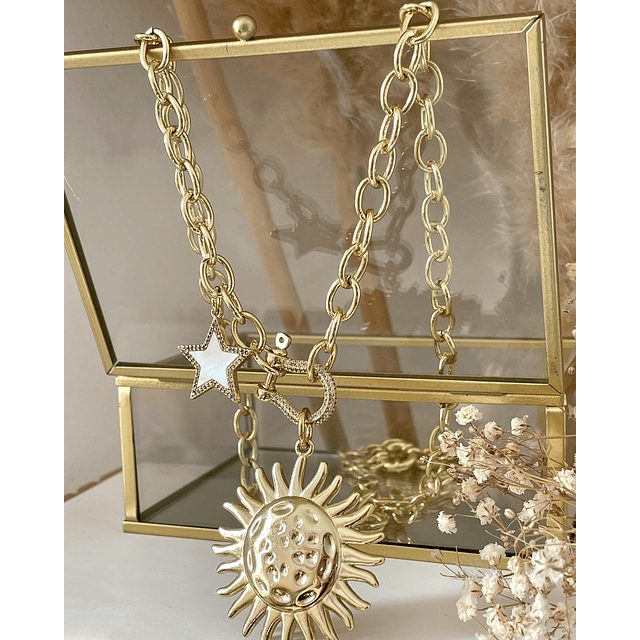 Collar XL Maxi Girasol estrella eslabones ovalados Gold