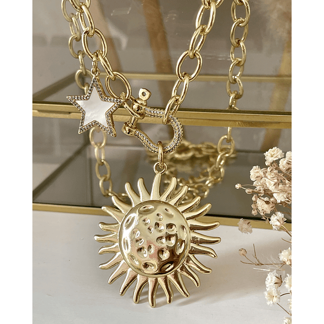 Collar XL Maxi Girasol estrella eslabones ovalados Gold