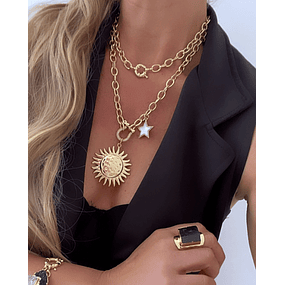 Collar XL Maxi Girasol estrella eslabones ovalados Gold