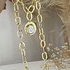Collar Maxi medallón Nácar Maxi Eslabones Martillados gold