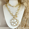 Collar XL Maxi Camelia White Esmaltada Gold 