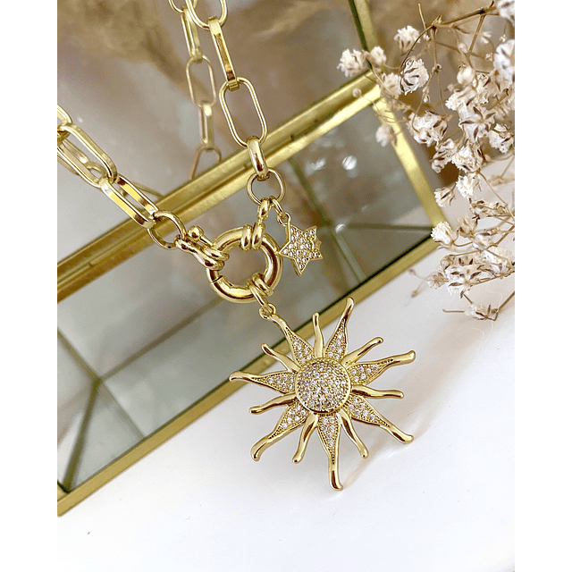 Collar Sol Circones Punto de luz Gold