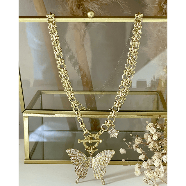 Collar Maxi Mariposa Circones punto de luz gold