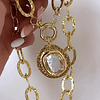 Collar Maxi medallón Nácar Maxi Eslabones Martillados gold