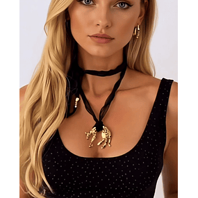Choker Leopardo Organza Gold 