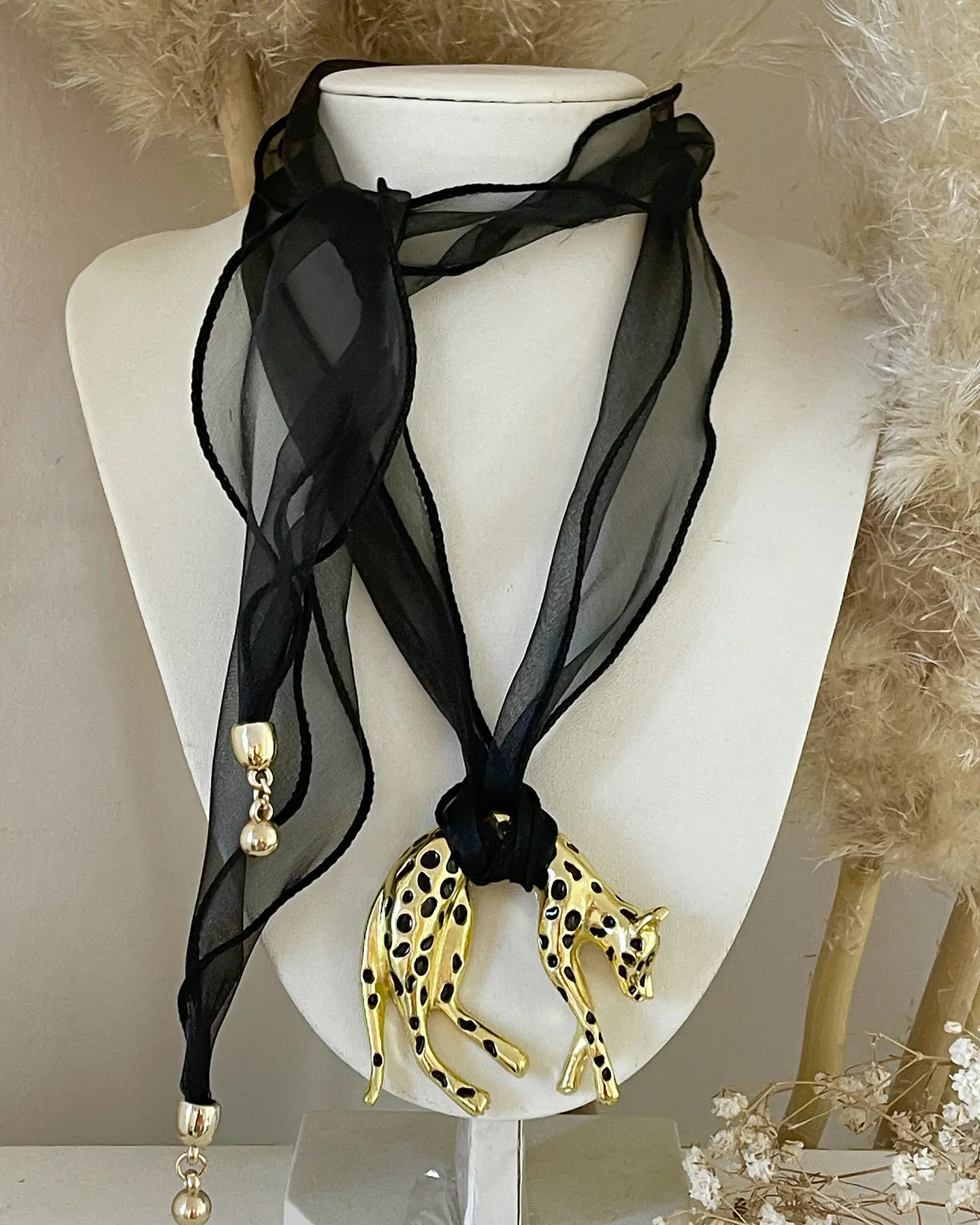 Choker Leopardo Organza Gold  2