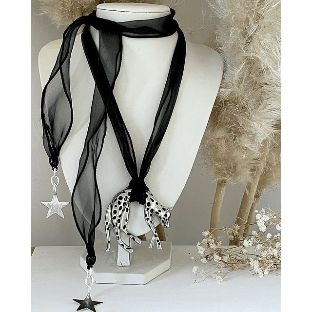Choker Leopardo Organza Silver
