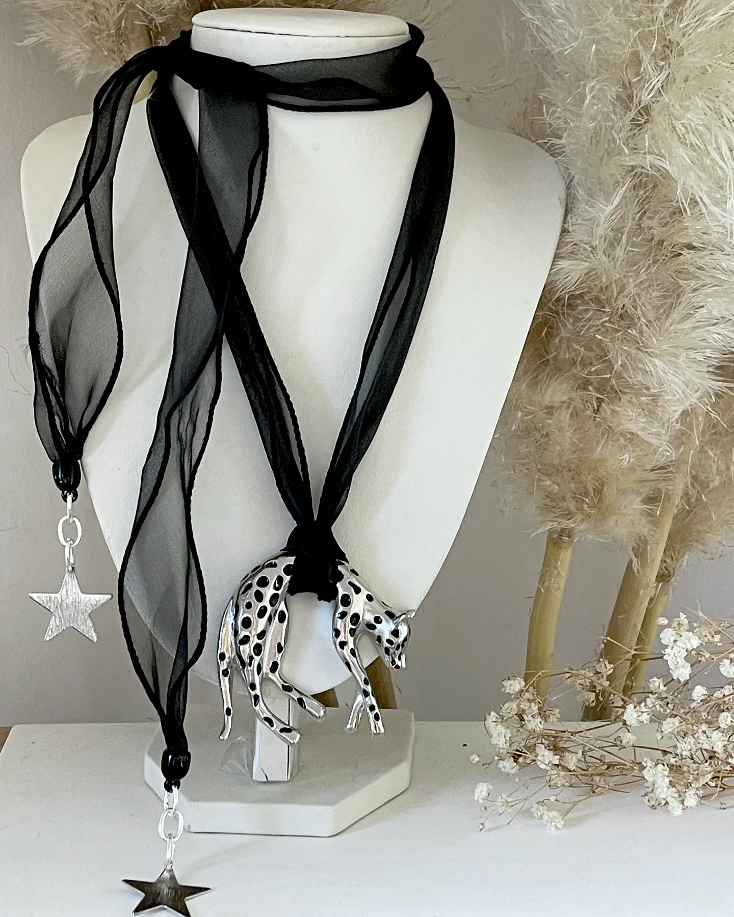 Choker Leopardo Organza Silver 2