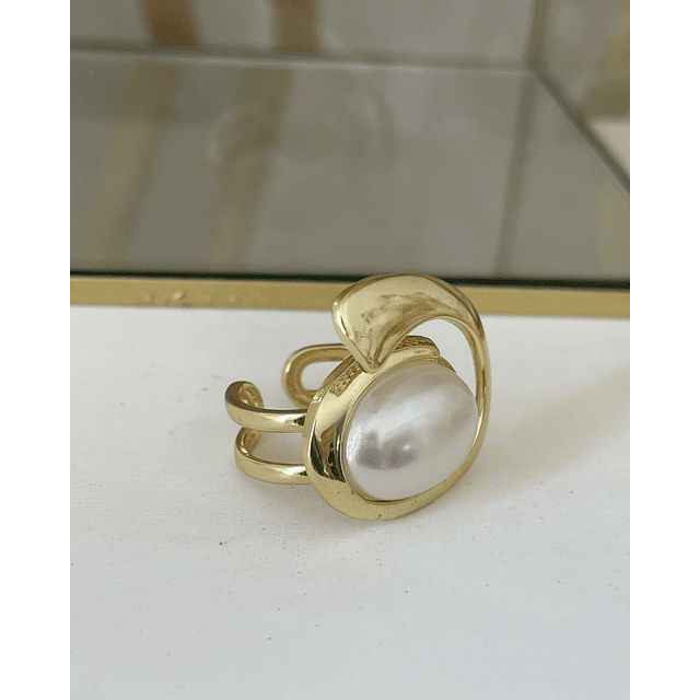 Maxi Anillo Perla Elipse Gold