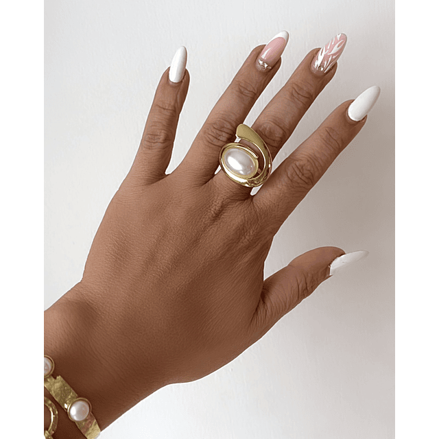 Maxi Anillo Perla Elipse Gold