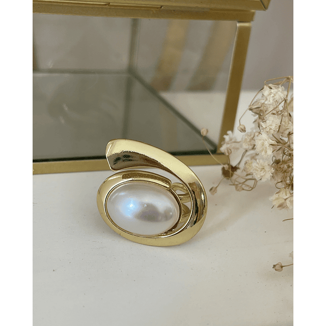 Maxi Anillo Perla Elipse Gold