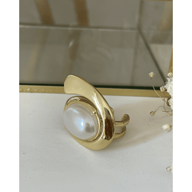Maxi Anillo Perla Elipse Gold