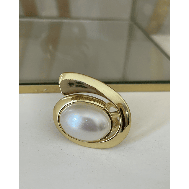 Maxi Anillo Perla Elipse Gold