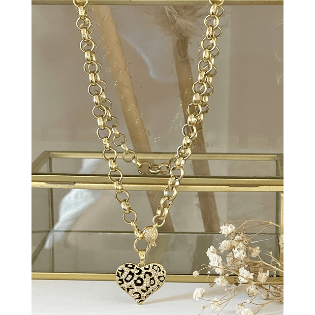 Collar Corazón Print Leo Gold